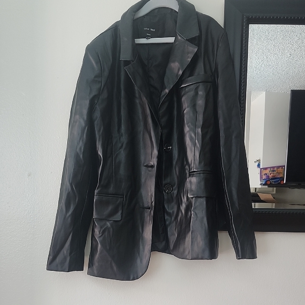 Black Faux Leather Women's Jacket